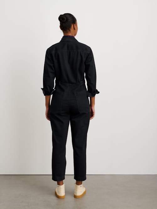 on model image of Women's Zip Jumpsuit in Herringbone