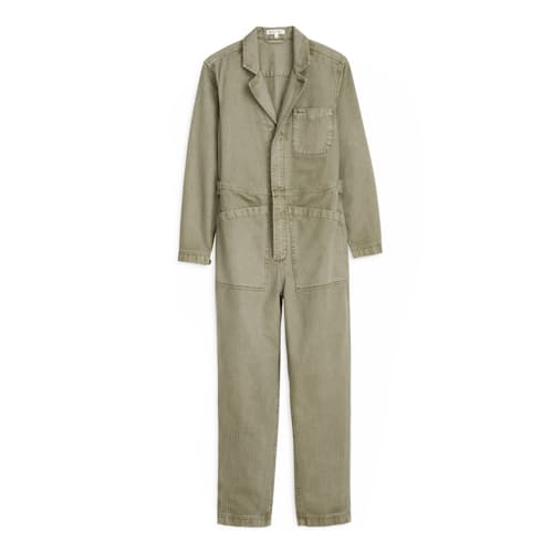 laydown image of Women's Zip Jumpsuit in Herringbone