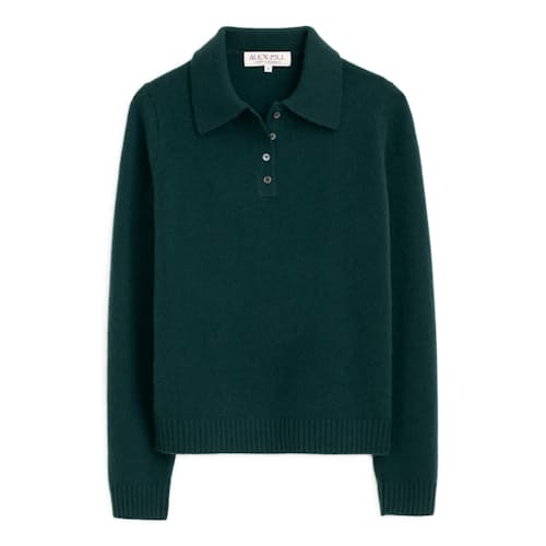 laydown image of Women's Cashmere Alice Polo Sweater