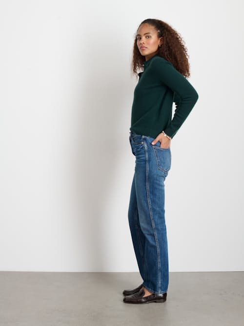 on model image of Women's Cashmere Alice Polo Sweater