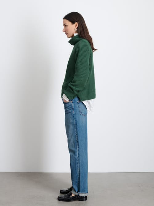 on model image of Women's Cotton Cashmere Nora Turtleneck