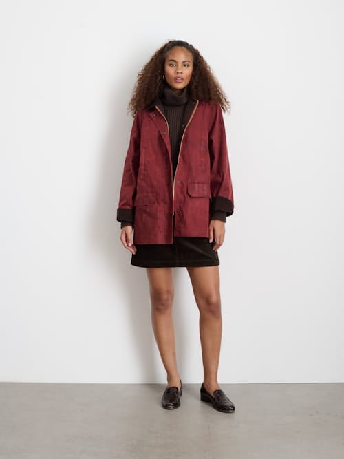 on model image of Women's Waxed Cotton Madison Jacket