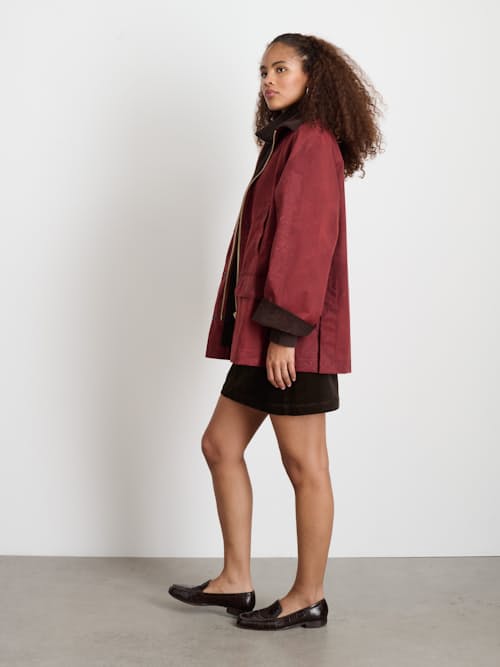 on model image of Women's Waxed Cotton Madison Jacket
