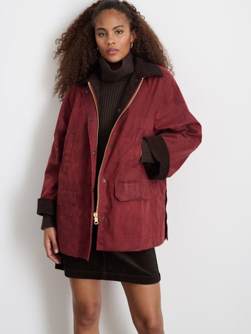 on model image of Women's Waxed Cotton Madison Jacket