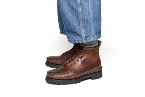 on model image of Handsewn Angler DB Boots