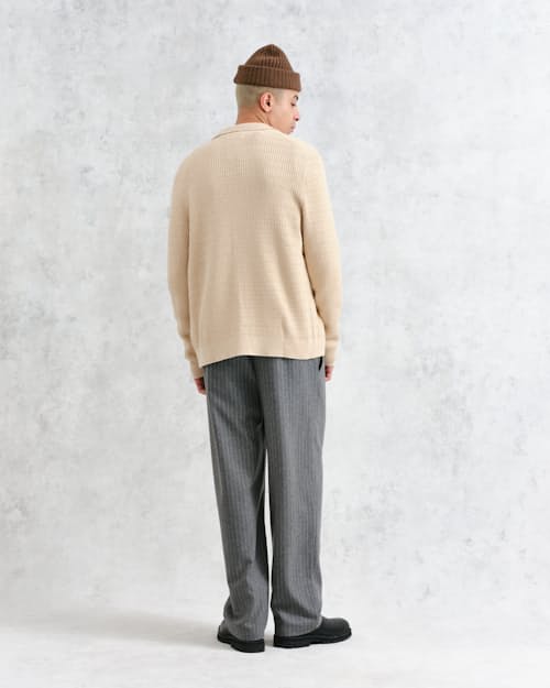 on model image of Tristan Cable Stitch Sweater Polo