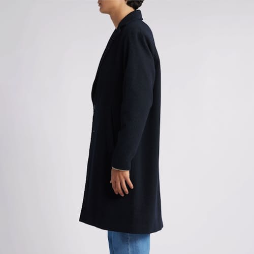 on model image of Sasso Wool Twill Topcoat