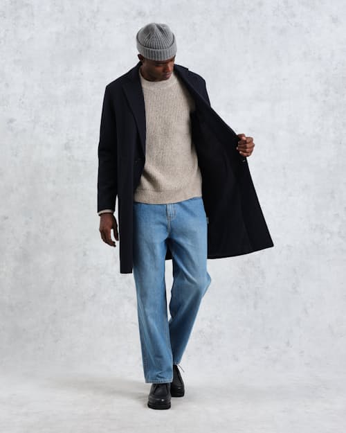 on model image of Sasso Wool Twill Topcoat