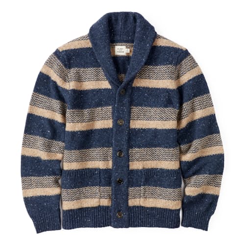 laydown image of Merino Wool Stripe Cardigan Sweater