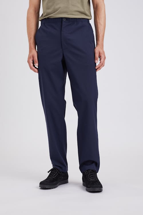on model image of Ezra Relaxed Solotex DWR Trouser