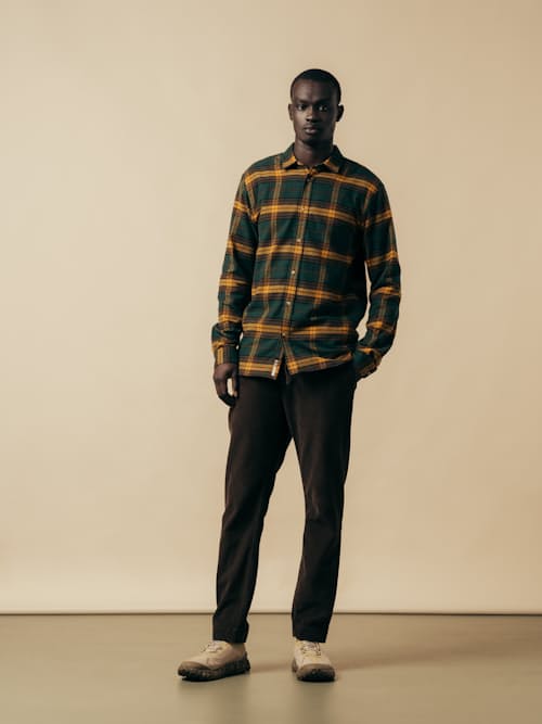 on model image of Dirleton Japanese Brushed Plaid Shirt
