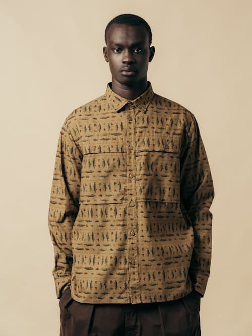 on model image of Taymount Printed Shirt