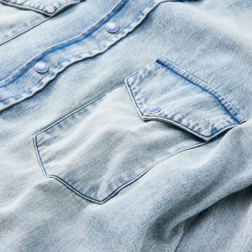 laydown detail image of Washed Denim Pearlsnap Shirt