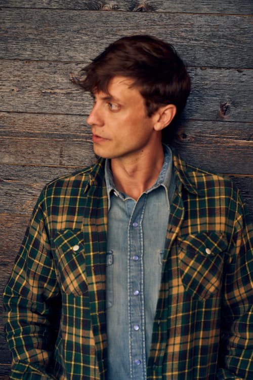 lifestyle image of Washed Denim Pearlsnap Shirt