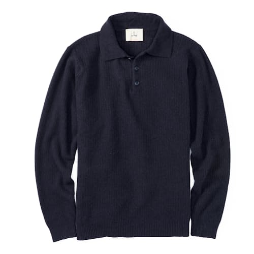 laydown image of Eca Textured Wool Knit Polo