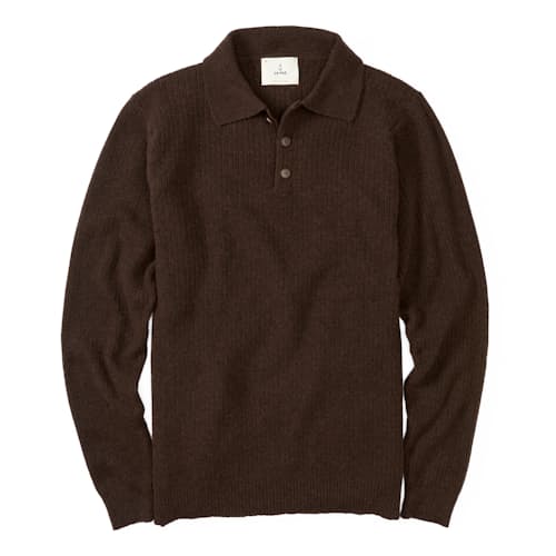 laydown image of Eca Textured Wool Knit Polo