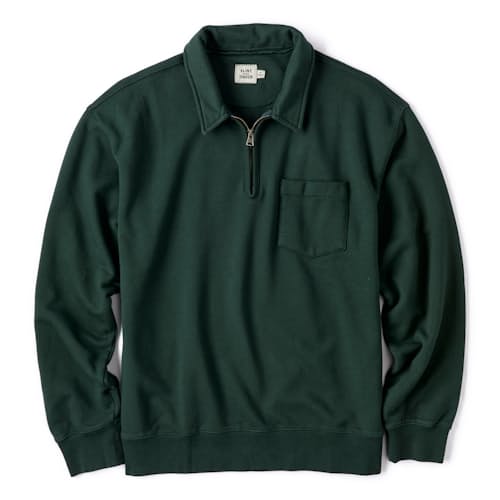 laydown image of Midweight Terry Quarter Zip Sweatshirt