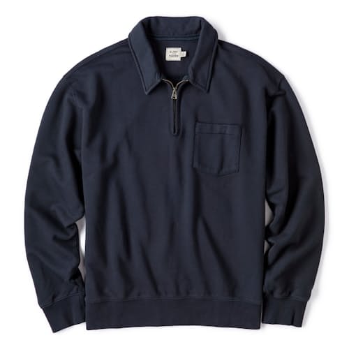 laydown image of Midweight Terry Quarter Zip Sweatshirt