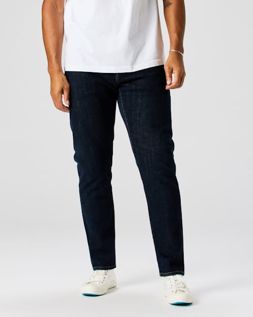 on model image of Stretch Selvedge Denim - HB Athletic Tapered