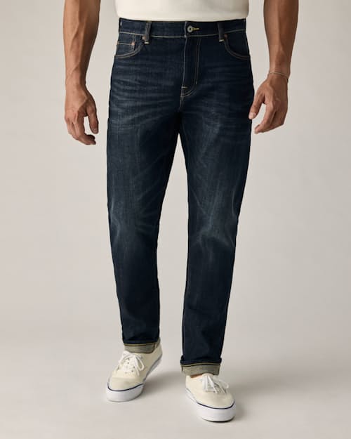 on model image of Stretch Selvedge Denim - HB Athletic Tapered