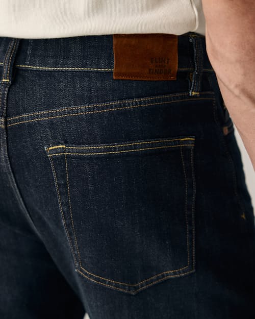on model image of Stretch Selvedge Denim - HB Athletic Tapered