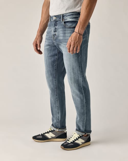 on model image of Stretch Selvedge Denim - HB Athletic Tapered