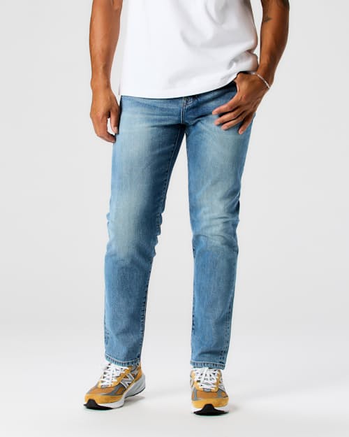 on model image of Stretch Selvedge Denim - HB Athletic Tapered