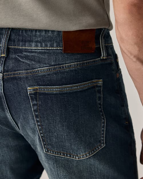 on model image of Stretch Selvedge Denim - HB Athletic Tapered