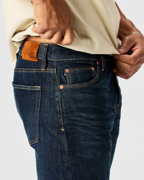on model image of Stretch Selvedge Denim - HB Slim