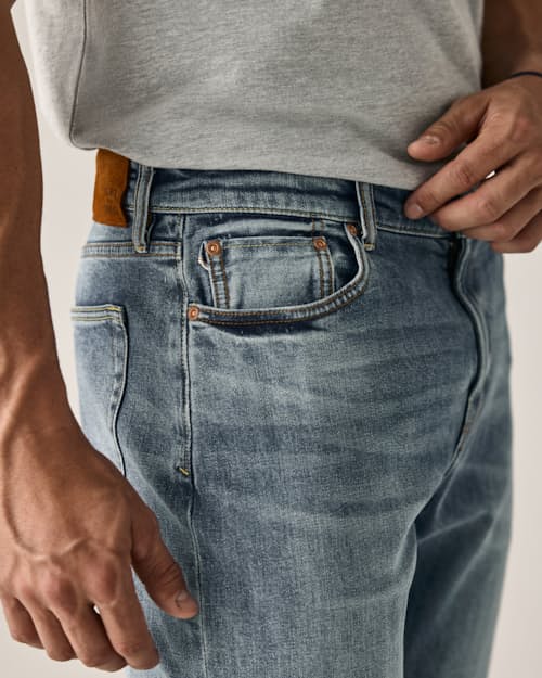 on model image of Stretch Selvedge Denim - HB Slim
