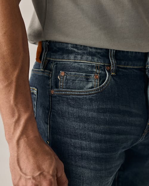 on model image of Stretch Selvedge Denim - HB Slim