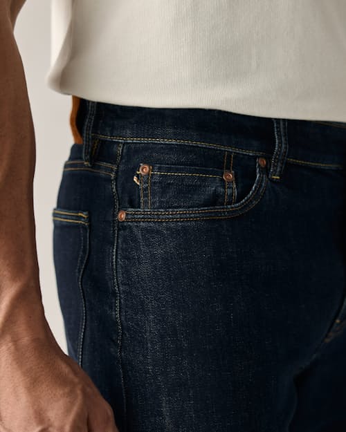on model image of Stretch Selvedge Denim - HB Straight