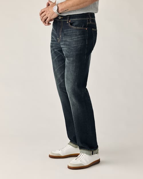on model image of Stretch Selvedge Denim - HB Straight