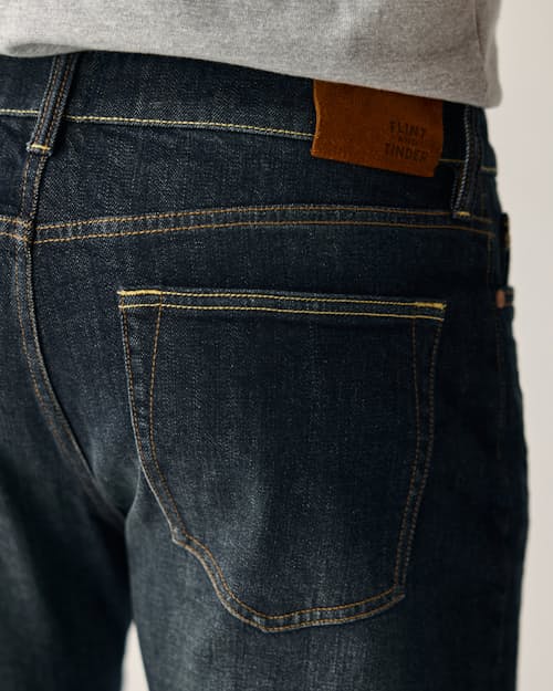 on model image of Stretch Selvedge Denim - HB Straight