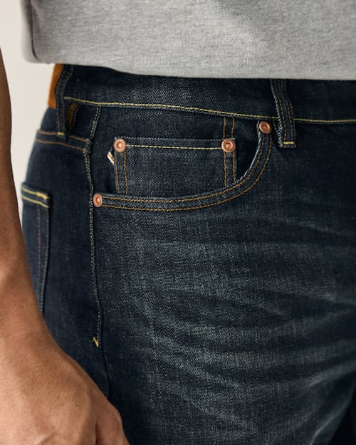 on model image of Stretch Selvedge Denim - HB Straight