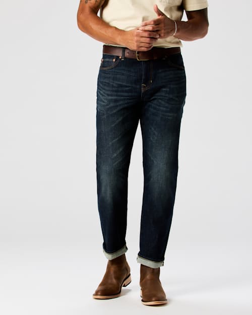 on model image of Stretch Selvedge Denim - HB Straight