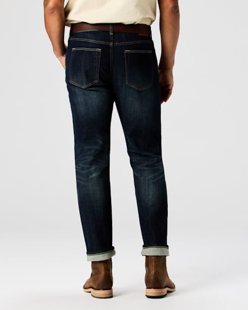 on model image of Stretch Selvedge Denim - HB Straight