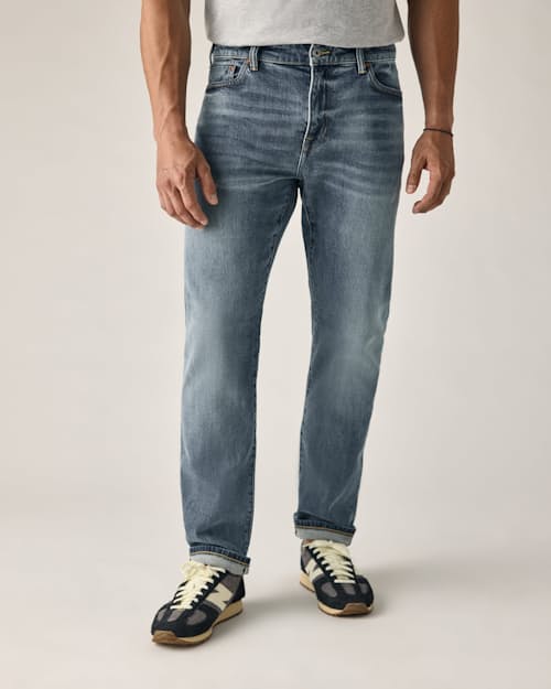 on model image of Stretch Selvedge Denim - HB Straight