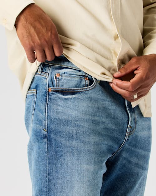 on model image of Stretch Selvedge Denim - HB Straight