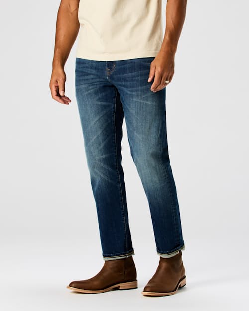 Marland is 6' 2'', 185 lbs, and wearing a size 33x34