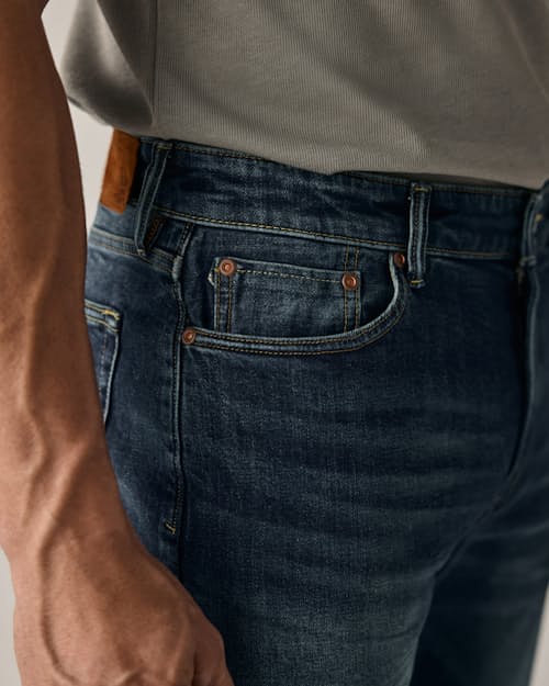 on model image of Stretch Selvedge Denim - HB Straight
