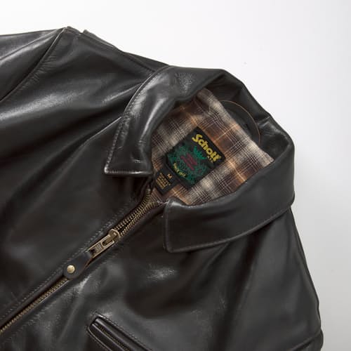 laydown detail image of Classic Leather Racer Motorcycle Jacket