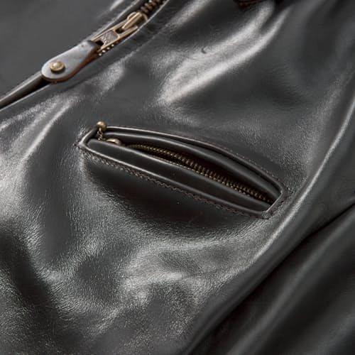 laydown detail image of Classic Leather Racer Motorcycle Jacket