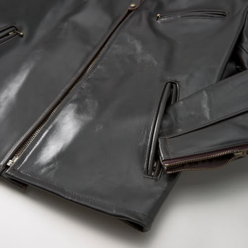laydown detail image of Classic Leather Racer Motorcycle Jacket