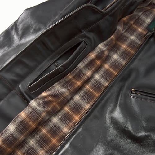 laydown detail image of Classic Leather Racer Motorcycle Jacket