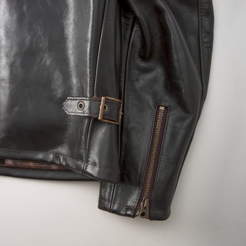 laydown detail image of Classic Leather Racer Motorcycle Jacket