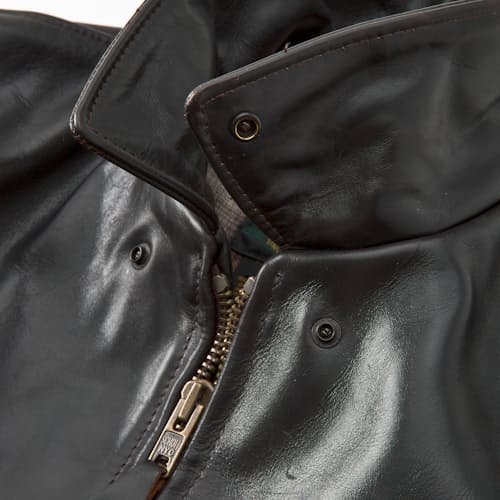 laydown detail image of Classic Leather Racer Motorcycle Jacket