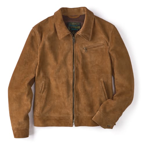laydown image of Roughout Leather Suede Jacket