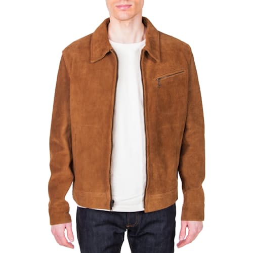 on model image of Roughout Leather Suede Jacket