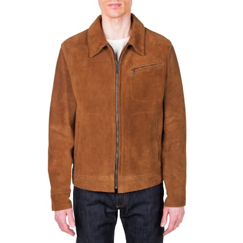 on model image of Roughout Leather Suede Jacket
